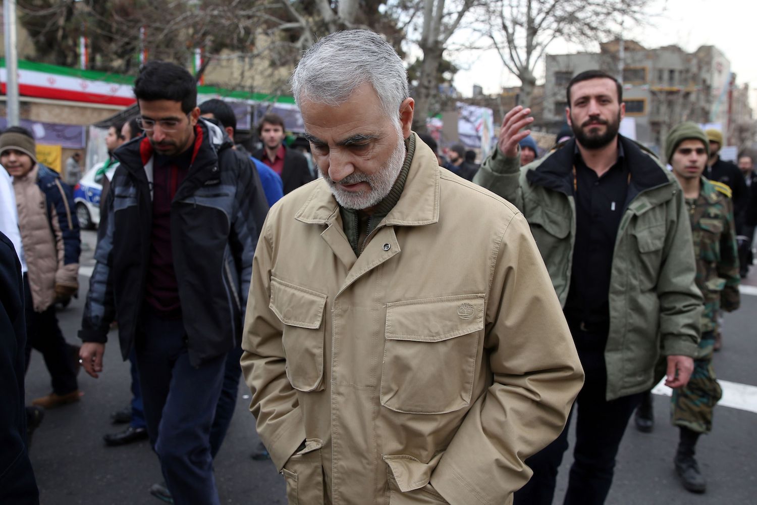 The commander of the Iranian Revolutionary Guard's Quds Force, General Qassem Suleimani, attends celebrations marking the 37th anniversary of the Islamic revolution on February 11, 2016 in Tehran.
