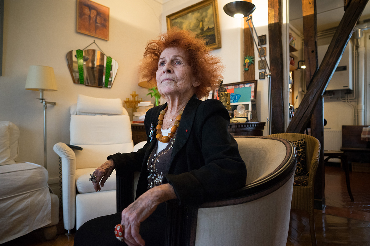 PARIS, FRANCE - JANUARY 24: Marceline Loridan-Ivens, 89 year old writer, film maker, and Holocaust survivor, sits in the living room of her apartment in Paris, France on January 24, 2018. (Photo by Annabelle Marcovici for The Washington Post via Getty Images)